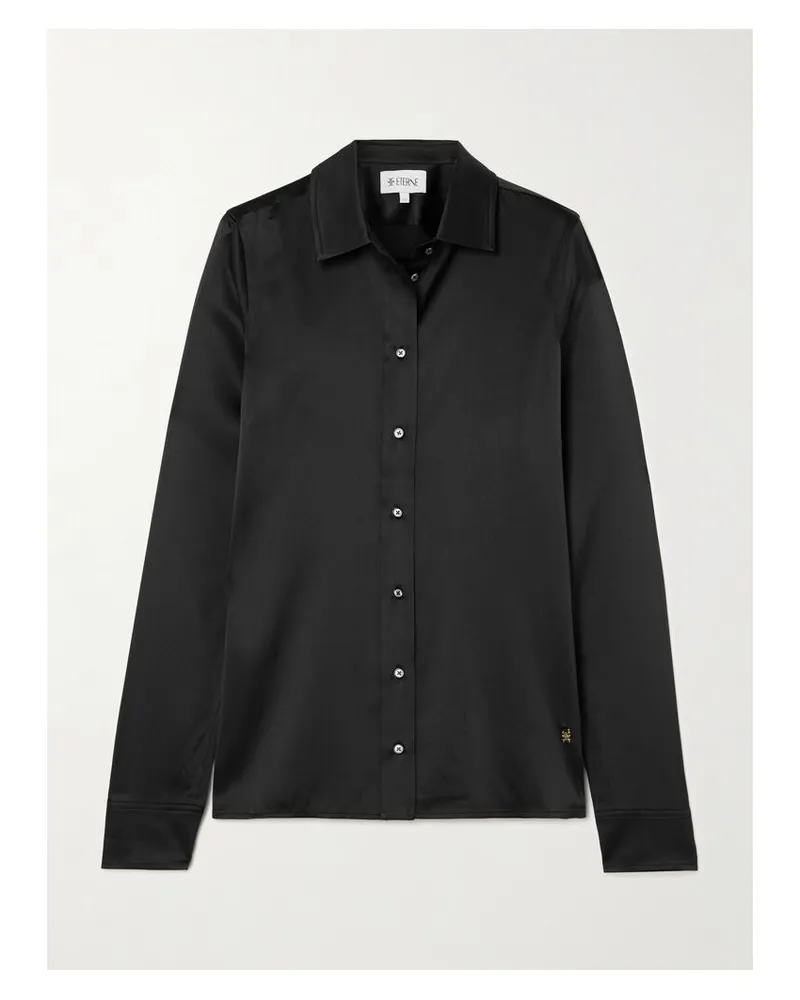 ÉTERNE Constance Hemd Aus Seidensatin - Schwarz Schwarz