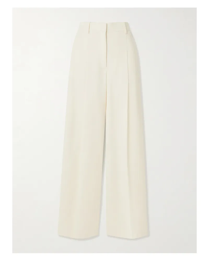 Theory Pleated Crepe Wide-leg Pants - Neutrals Neutrals