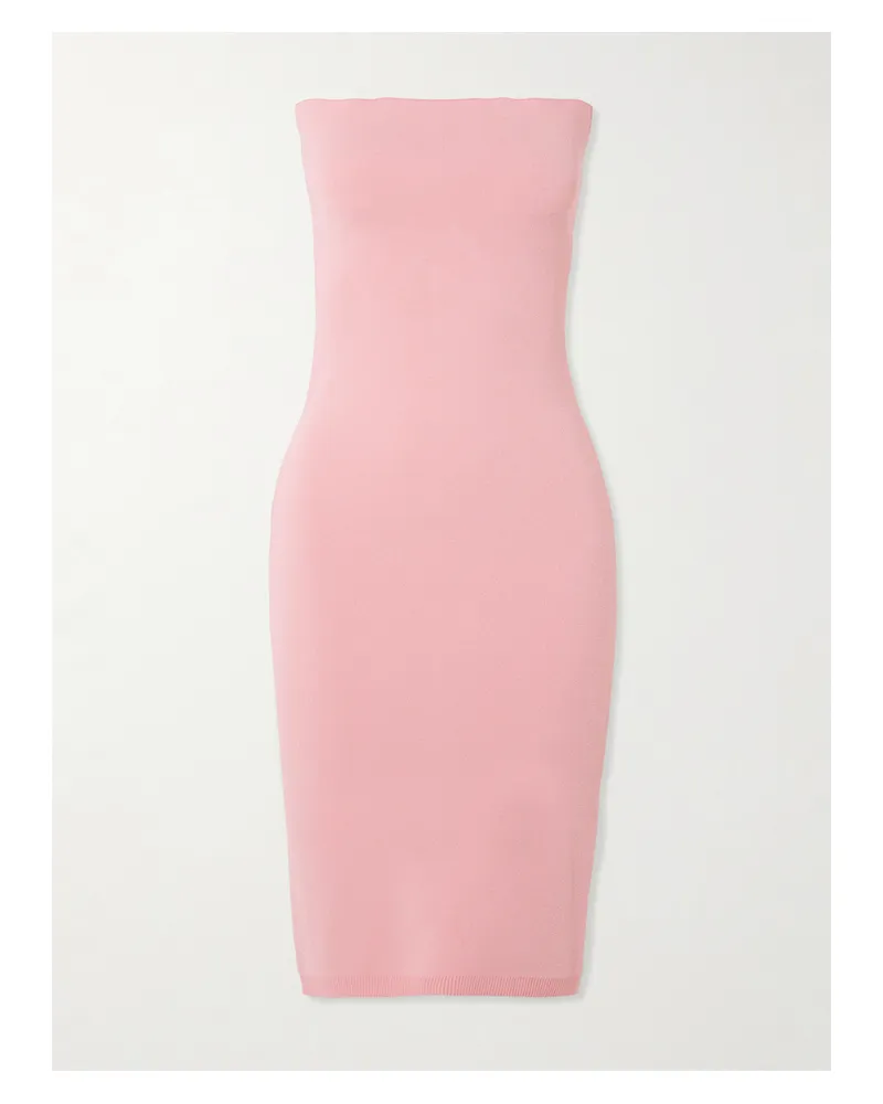 Jacquemus The Sera Trägerloses Midikleid Aus Strick Mit Stickerei - Pink Pink