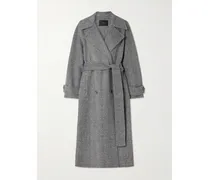 Navarre Mantel Aus Wolle Mit Fischgratmuster Und Bindegürtel - Grau
