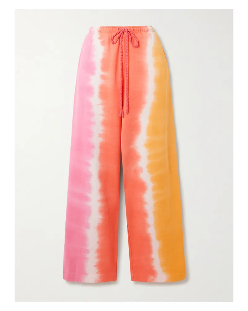 The Elder Statesman Jogginghose Aus Jersey Aus Einer Baumwoll-kaschmirmischung Mit Batikmuster - Orange Orange