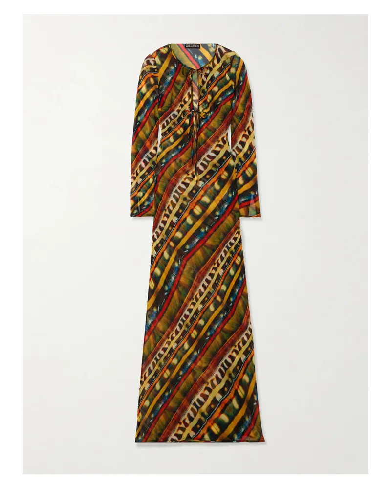 SIEDRES Magy Maxikleid Aus Bedrucktem Georgette Mit Bändern - Mehrfarbig Mehrfarbig