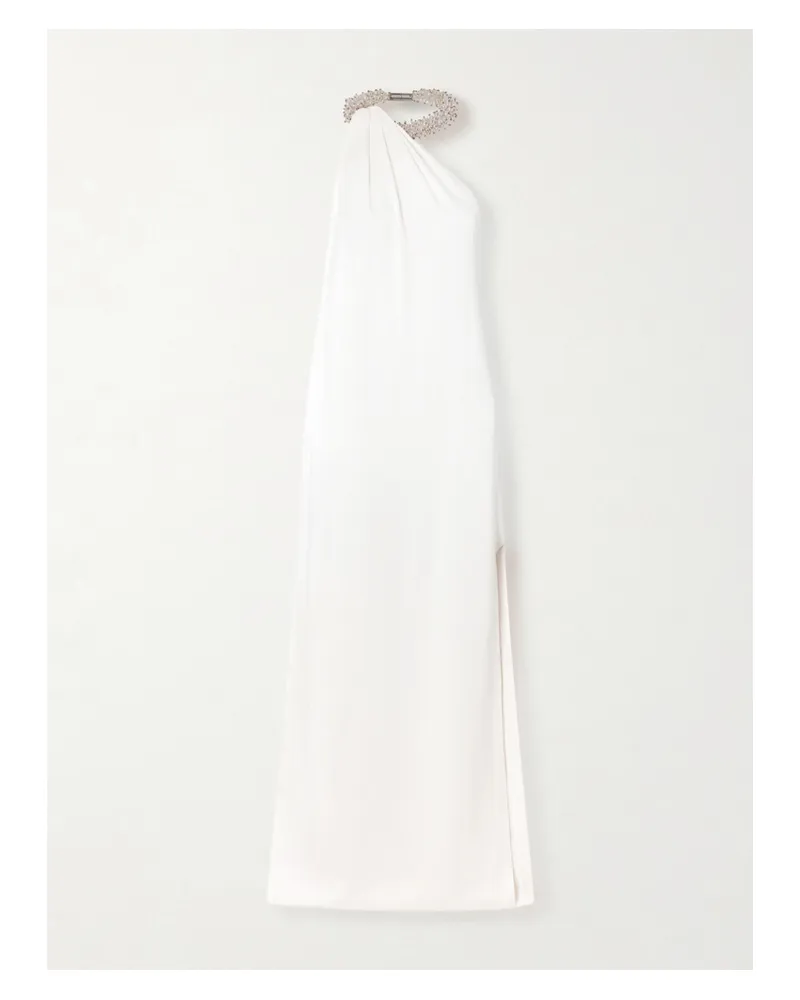 Stella McCartney One-shoulder Embellished Satin-crepe Gown - White White