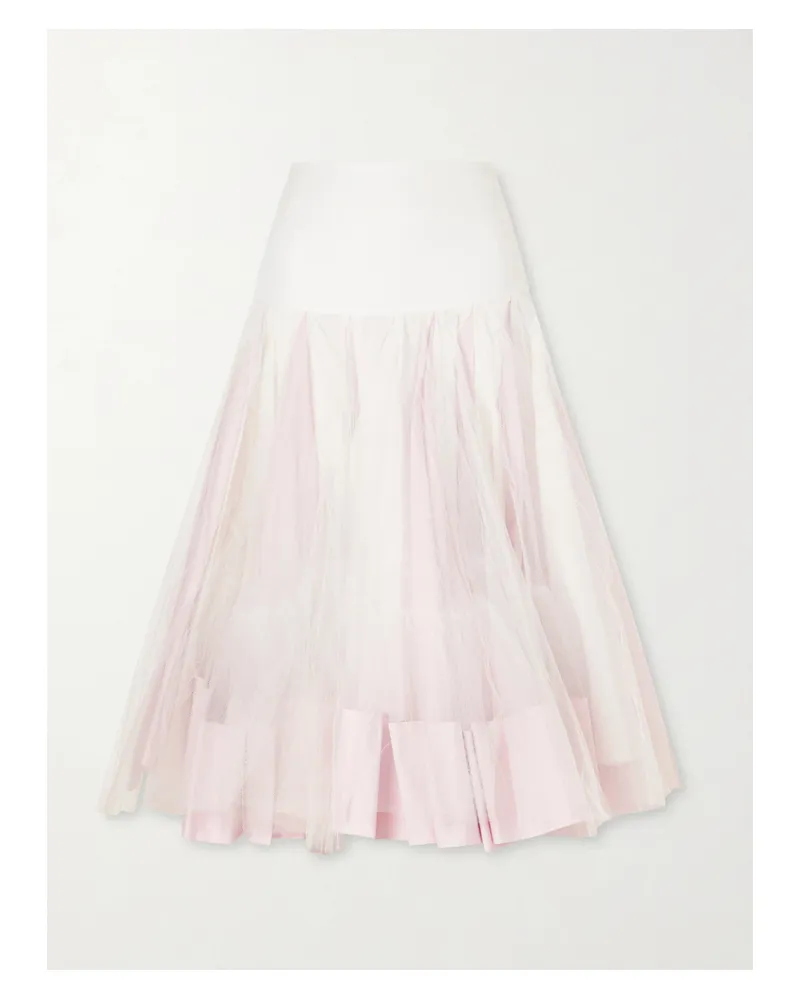 Jacquemus La Jupe Mireio Pleated Cotton-trimmed Tulle Midi Skirt - Pink Pink