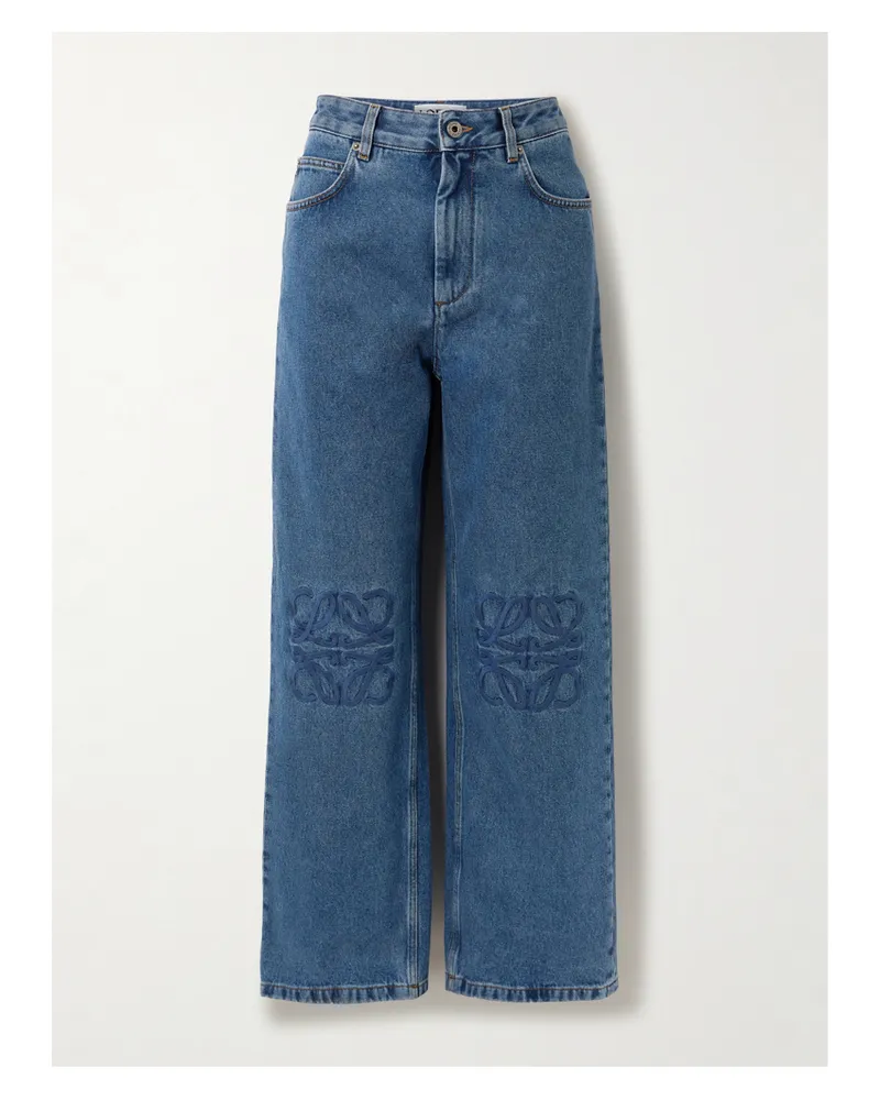 Loewe Anagram Hoch Sitzende Jeans Mit Geradem Bein Und Stickereien - Blau Blau