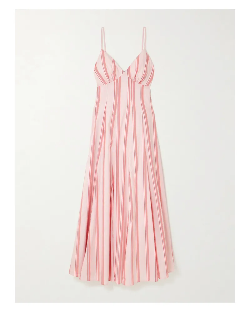 Rosie Assoulin Midikleid Aus Gestreifter Baumwolle Mit Raffungen - Pink Pink
