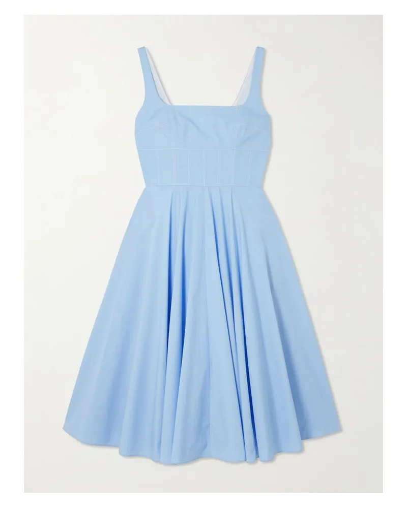 EMILIA WICKSTEAD Nikush Midikleid Aus Baumwollpopeline - Blau Blau