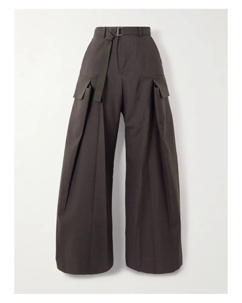 Sacai Hose Mit Weitem Bein Aus Webstoff Mit Gürtel - Braun Braun
