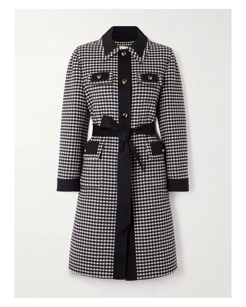 Valentino Garavani Mantel Aus Einer Karierten Woll-kaschmirmischung Mit Bindegürtel - Schwarz Schwarz
