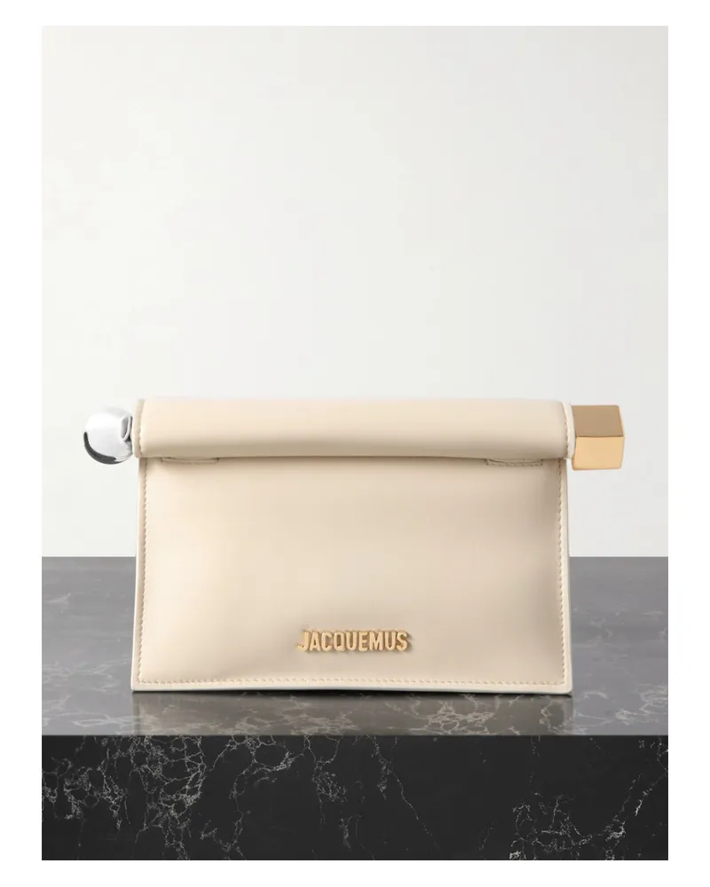 Jacquemus La Petite Pochette Mini Clutch aus Leder Elfenbein