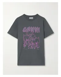 Ganni T-shirt aus Biobaumwoll-jersey mit Print Schwarz