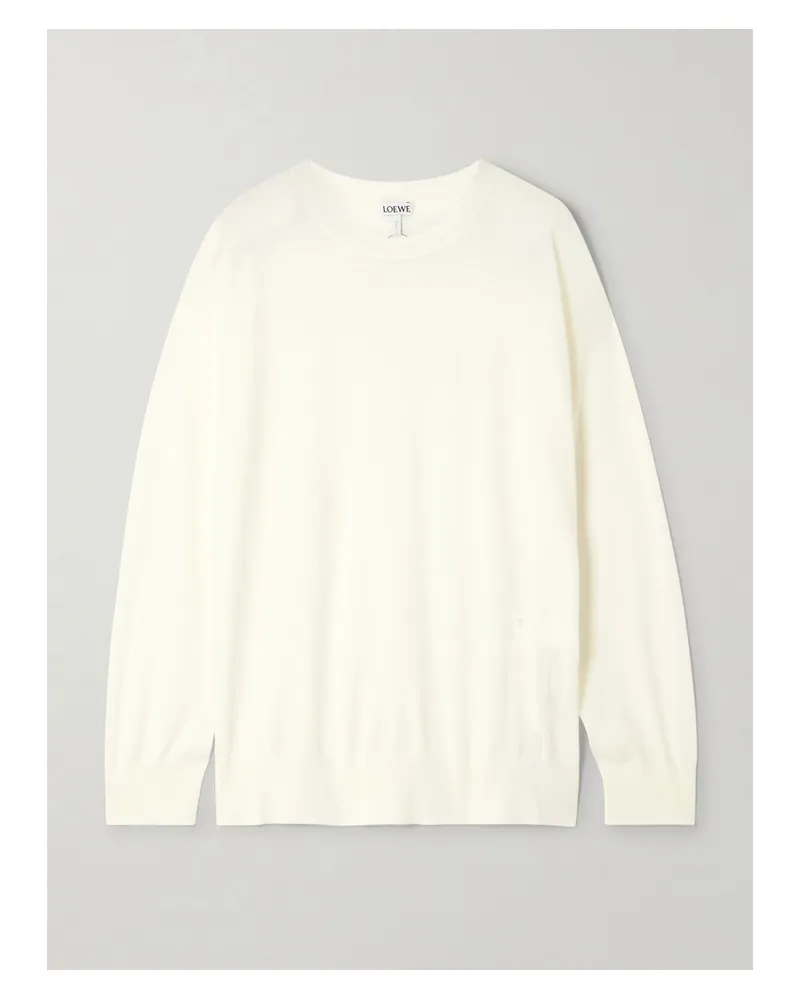 Loewe Wollpullover Mit Stickerei - Wollweiß Wollweiß