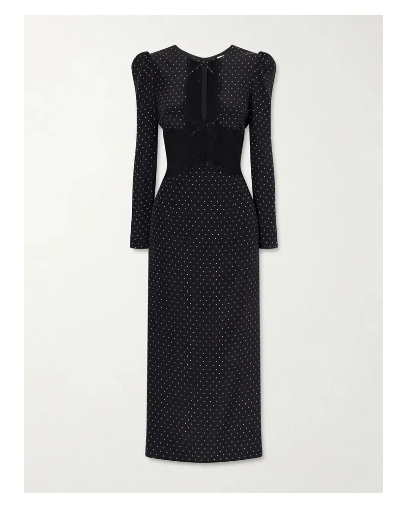 Alessandra Rich Polka-dot Silk Midi Dress - Black Black