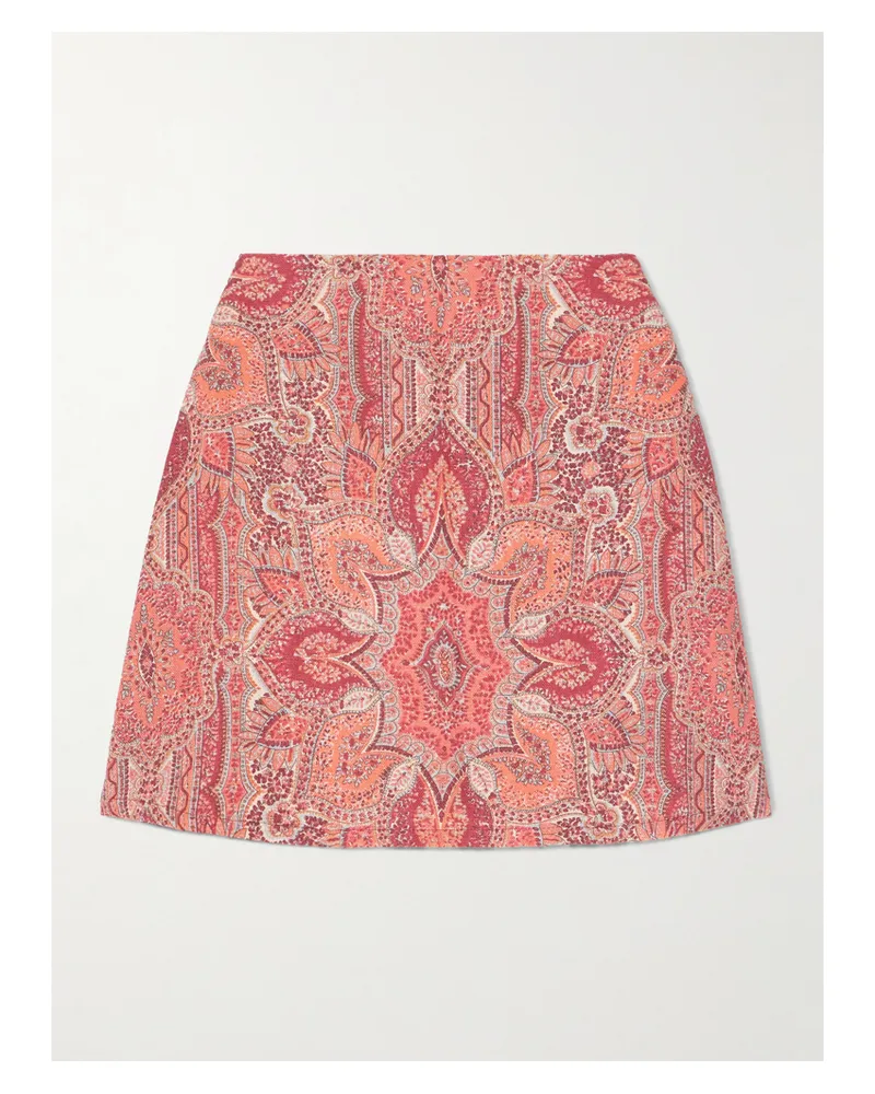 Marta Ferri Printed Linen Mini Skirt - Red Red