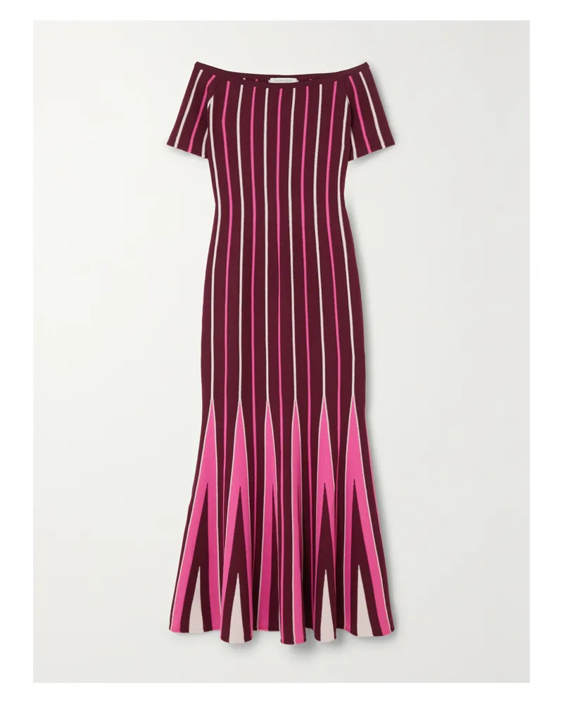 Gabriela Hearst Medea Schulterfreies Maxikleid Aus Gestreifter Wolle - Pink Pink