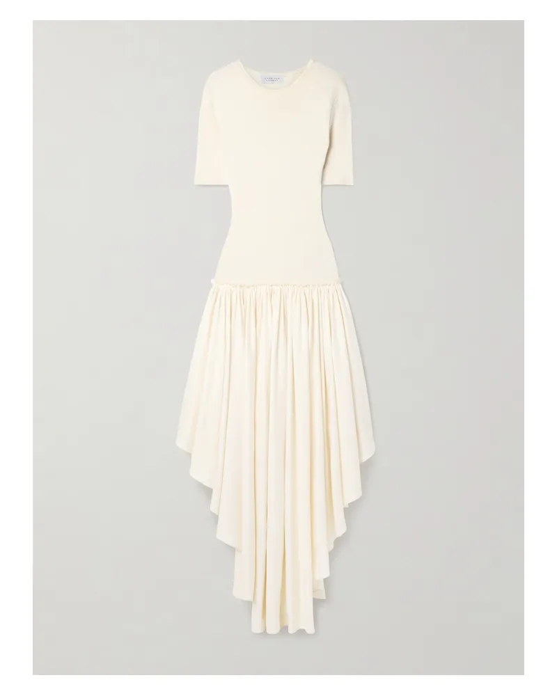 Gabriela Hearst Sirona Maxikleid Aus Seiden-jersey Und Einer Gerafften Mischung Aus Wolle, Seide Und Leinen - Elfenbein Elfenbein