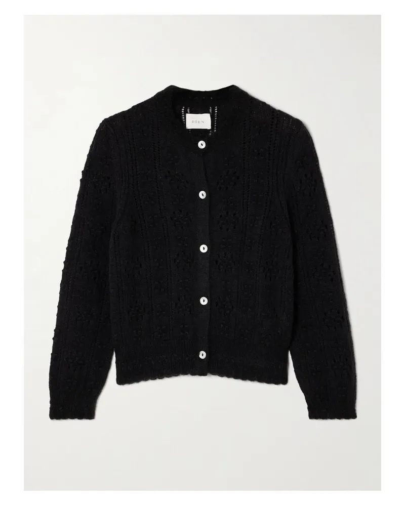 DÔEN Cassidy Cardigan Aus Einer Alpakawollmischung In Pointelle-strick - Schwarz Schwarz