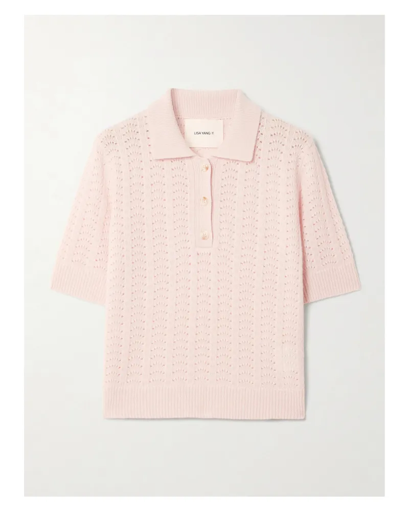 Lisa Yang Masy Polohemd Aus Kaschmir In Pointelle-strick - Pink Pink