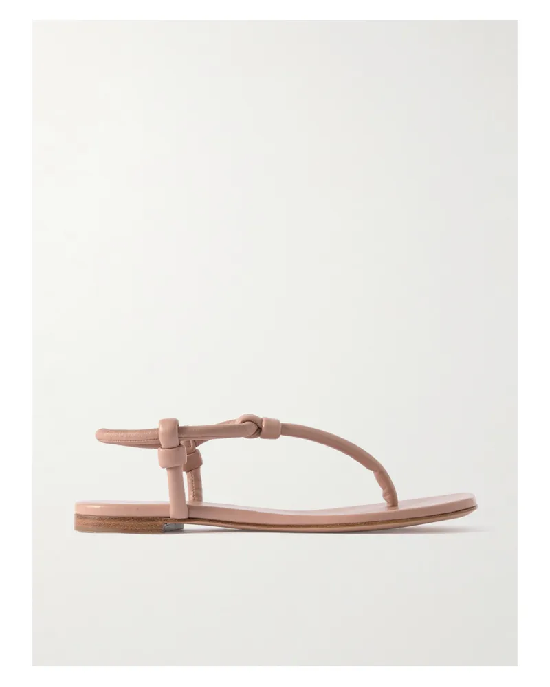 Gianvito Rossi Juno Thong Knotted Leather Sandals - Neutrals Neutrals