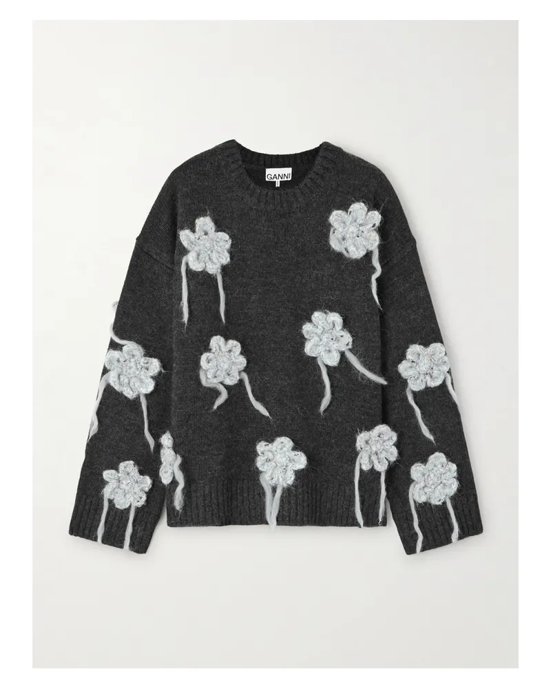Ganni Pullover Aus Einer Wollmischung Mit Applikationen - Grau Grau