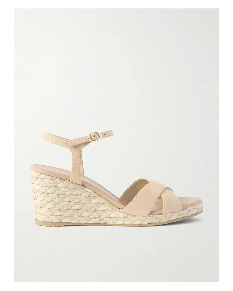 Stuart Weitzman Dayna Suede Espadrille Wedge Sandals - Neutrals Neutrals