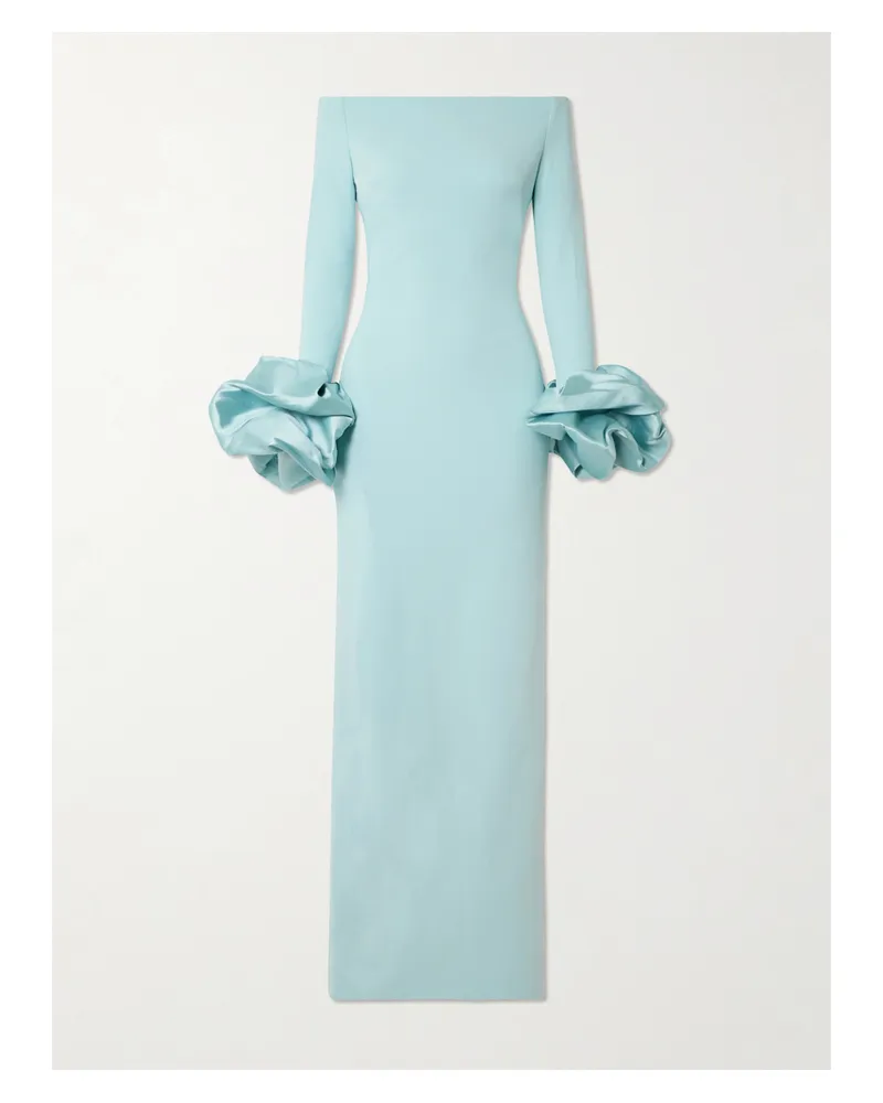 Solace London Talia Schulterfreie Robe Aus Crêpe Mit Faille-besätzen - Blau Blau