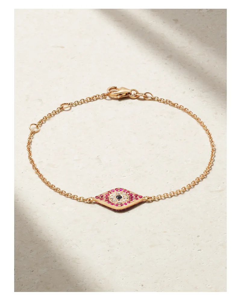 Diane Kordas Evil Eye Armband Aus 14 Karat Roségold Mit Saphiren Und Diamanten Gold
