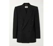 Doppelreihiger Blazer Aus Grain De Poudre Aus Wolle - Schwarz