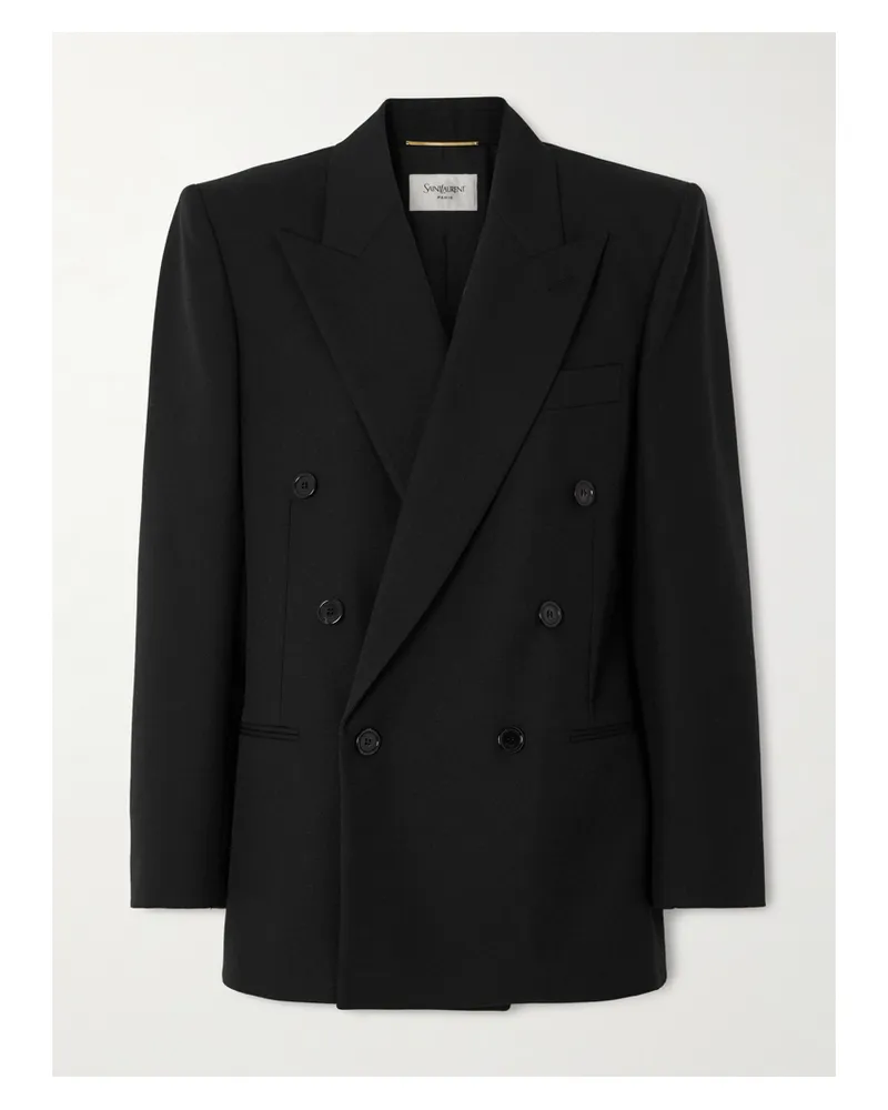 Saint Laurent Doppelreihiger Blazer Aus Grain De Poudre Aus Wolle - Schwarz Schwarz