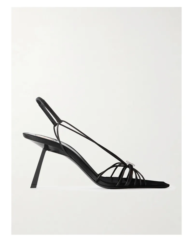 Saint Laurent Jerry Slingback-sandalen Aus Leder Mit Logoverzierung - Schwarz Schwarz