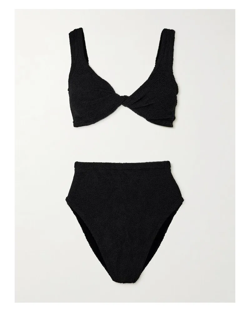 Hunza G Jamie Bikini Aus Seersucker Mit Twist-detail - Schwarz Schwarz
