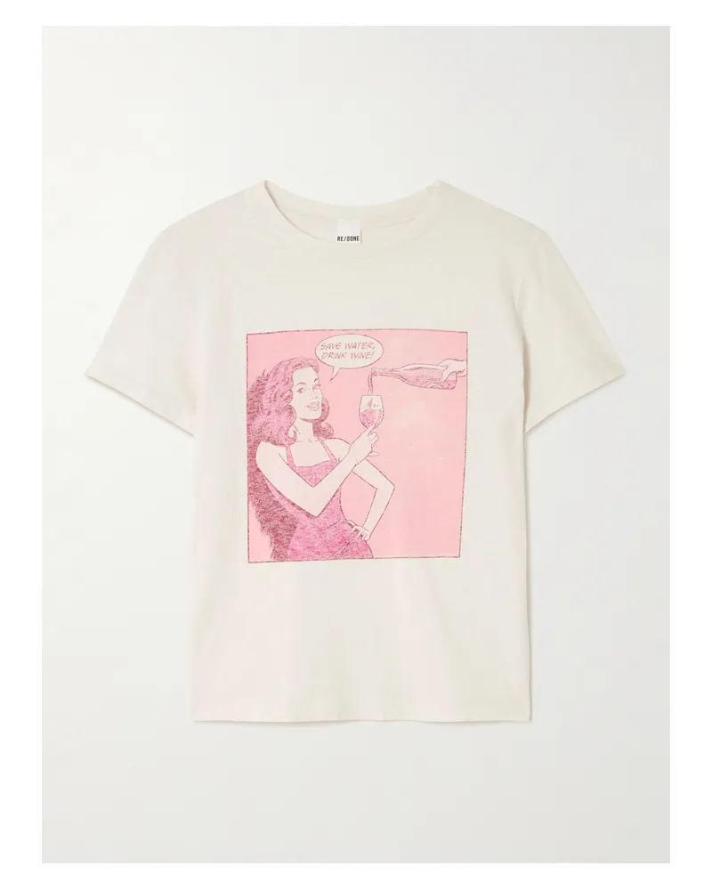 RE/DONE Classic T-shirt Aus Jersey Aus Einer Baumwollmischung Mit Print - Weiß Weiß