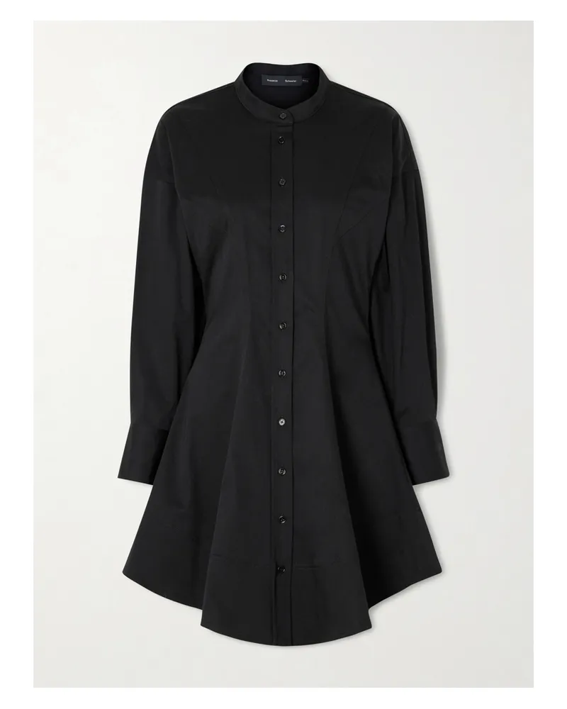 Proenza Schouler Janan Paneled Cotton-blend Satin Mini Dress - Black Black