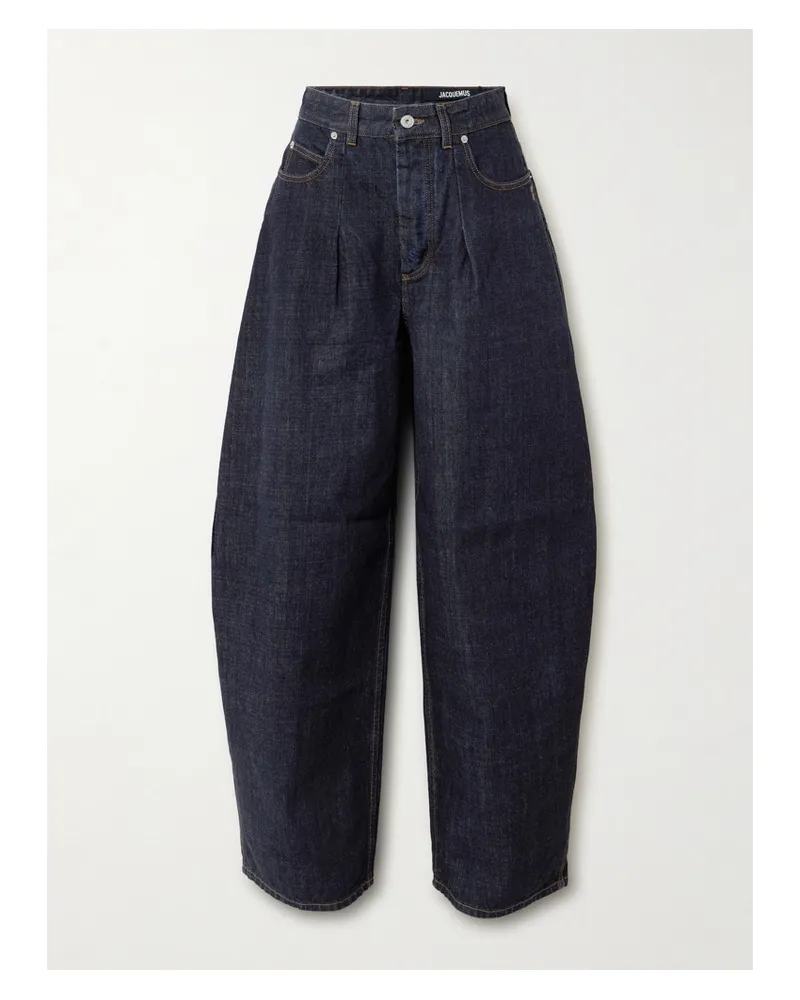 Jacquemus The Ovalo De-nîmes Hoch Sitzende Barrel-jeans Mit Falten - Blau Blau