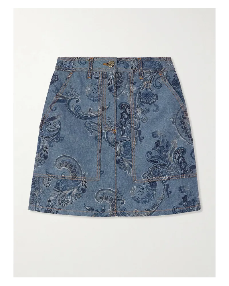 Etro Minirock aus Denim mit Jacquard-muster Blau