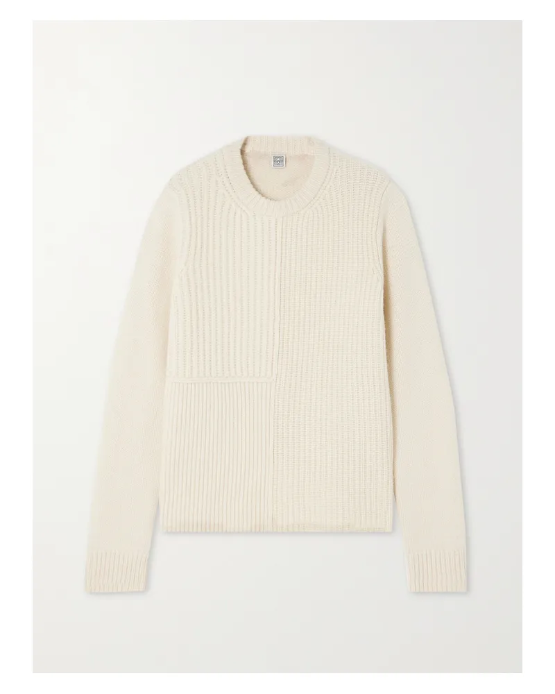 Totême Pullover Aus Gerippter Wolle In Patchwork-optik - Weiß Weiß