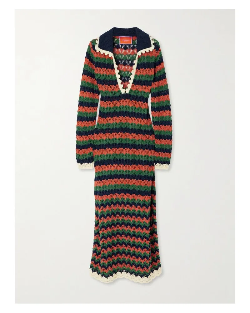 La DoubleJ Perry Midikleid Aus Baumwolle Mit Streifenmuster Und Wellenkanten - Mehrfarbig Mehrfarbig