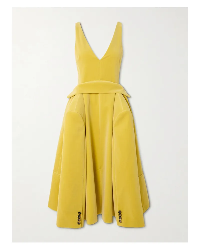 J.W.Anderson Cotton-velvet Midi Dress - Yellow Yellow
