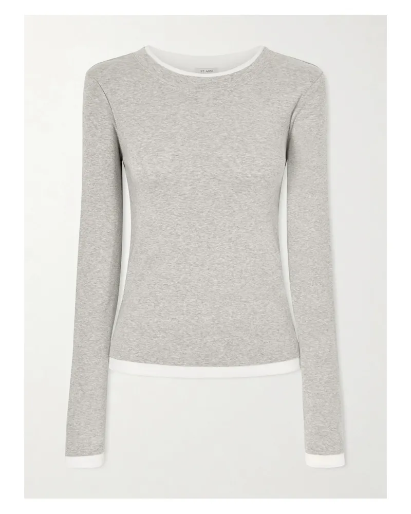 St. Agni Layered Organic Cotton-jersey T-shirt - Gray Gray