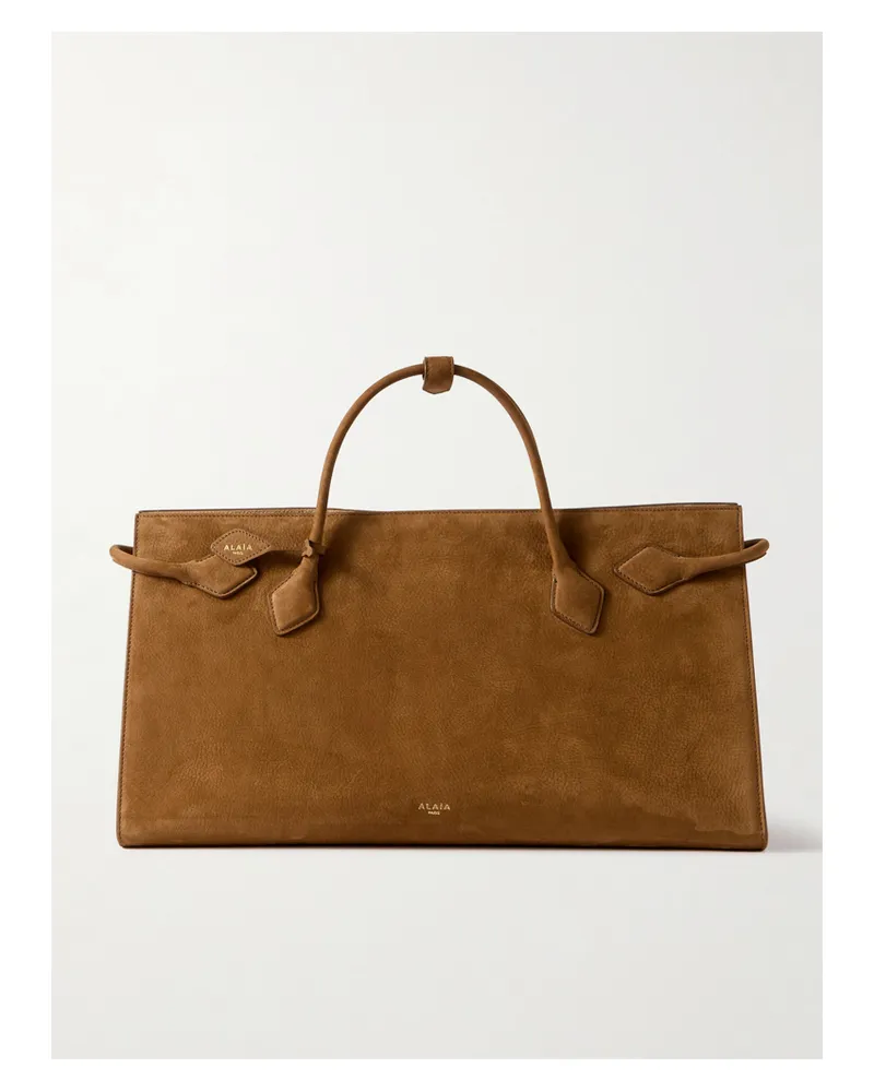 Alaïa East West Nubuck Tote - Brown Brown