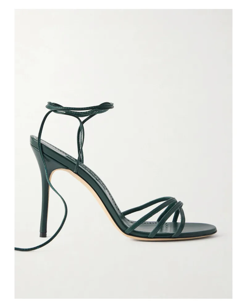 Manolo Blahnik Leva 105 Leather Sandals - Green Green