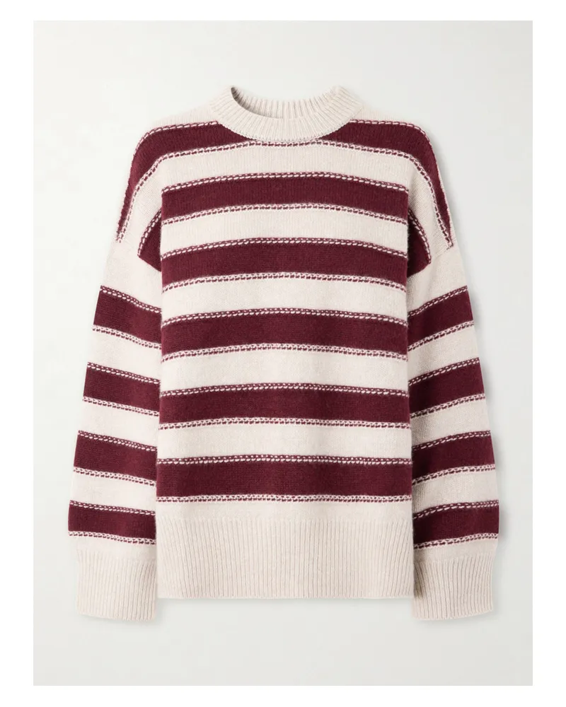 The Elder Statesman Pali Pullover Aus Kaschmir Mit Streifen Und Flechtwerk - Burgunder Burgunder