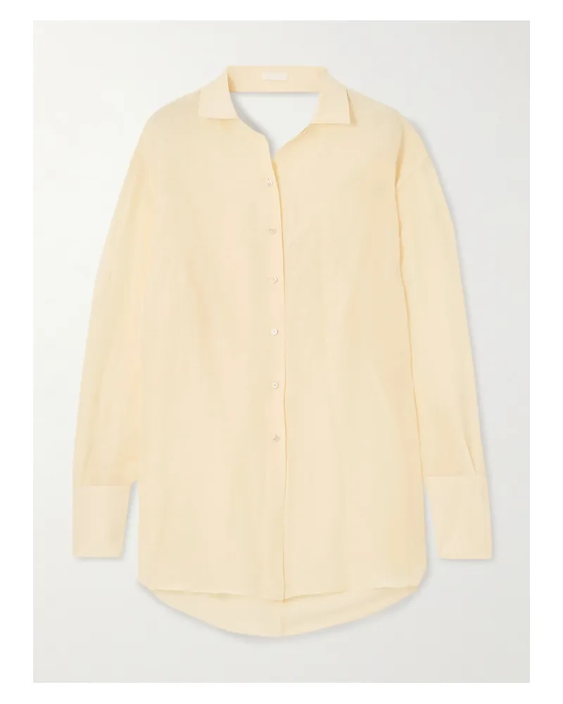 Givenchy Hemd Aus Einer Seiden-leinenmischung Mit Rückenausschnitt - Elfenbein Elfenbein