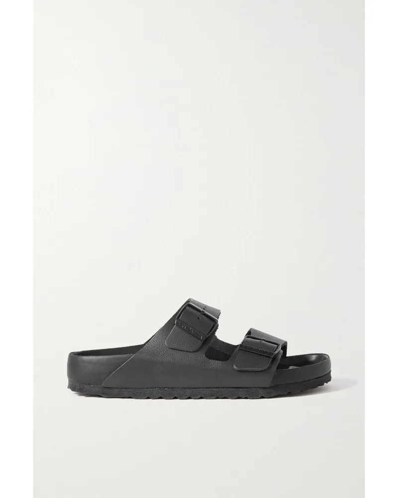 Birkenstock Arizona Pantoletten Aus Leder - Schwarz Schwarz