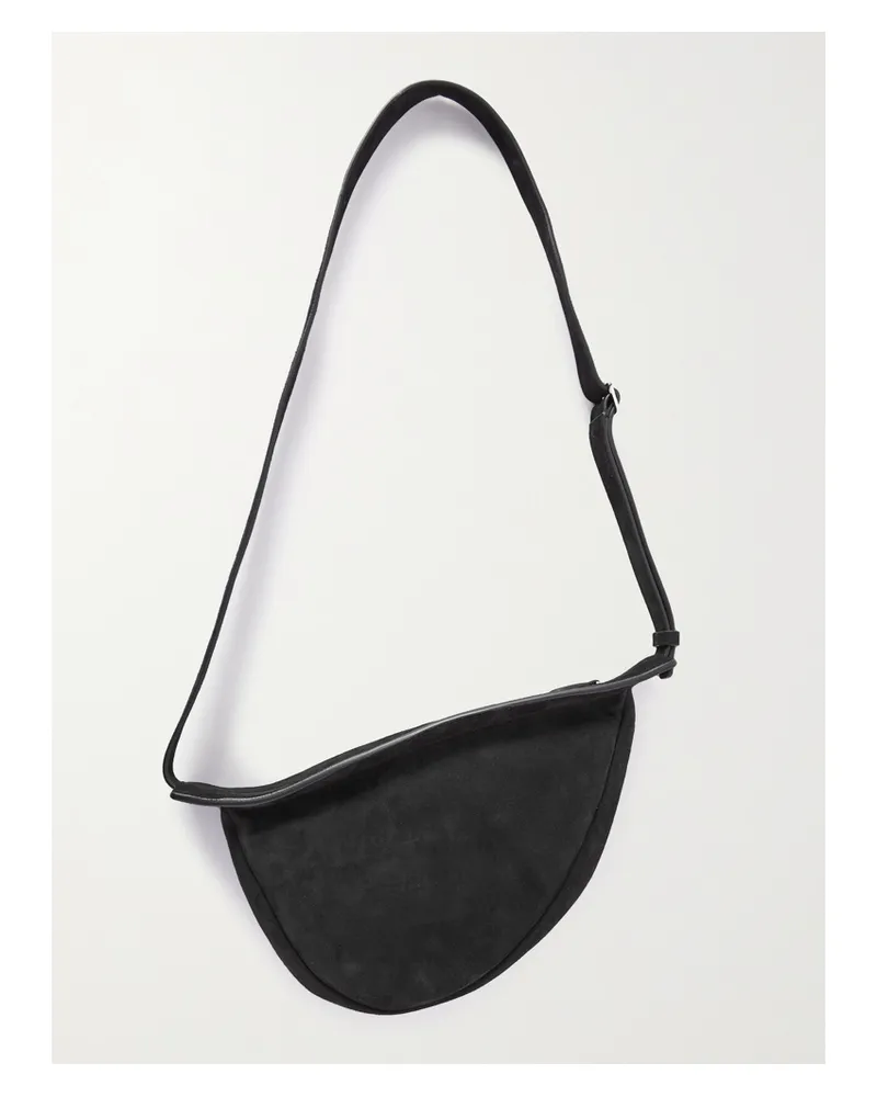 The Row Slouchy Banana Small Suede Shoulder Bag - Black Black