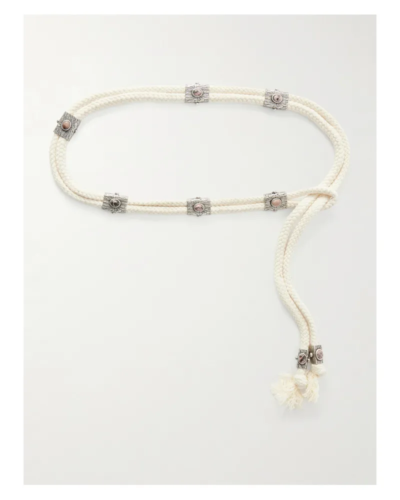 Isabel Marant Aleea Embellished Tasseled Cord Belt - Cream Cream