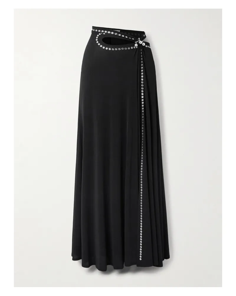 Paco Rabanne Maxirock Aus Jersey Mit Nieten, Raffung Und Cut-out - Schwarz Schwarz