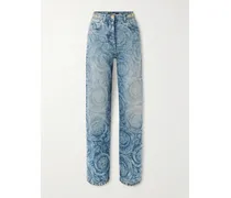 Hoch Sitzende Jeans Mit Geradem Bein Und Verzierungen - Blau