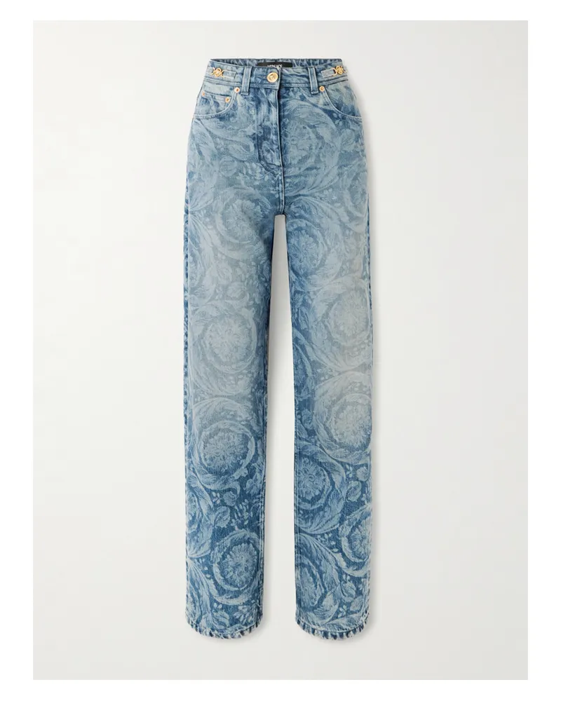 Versace Hoch Sitzende Jeans Mit Geradem Bein Und Verzierungen - Blau Blau