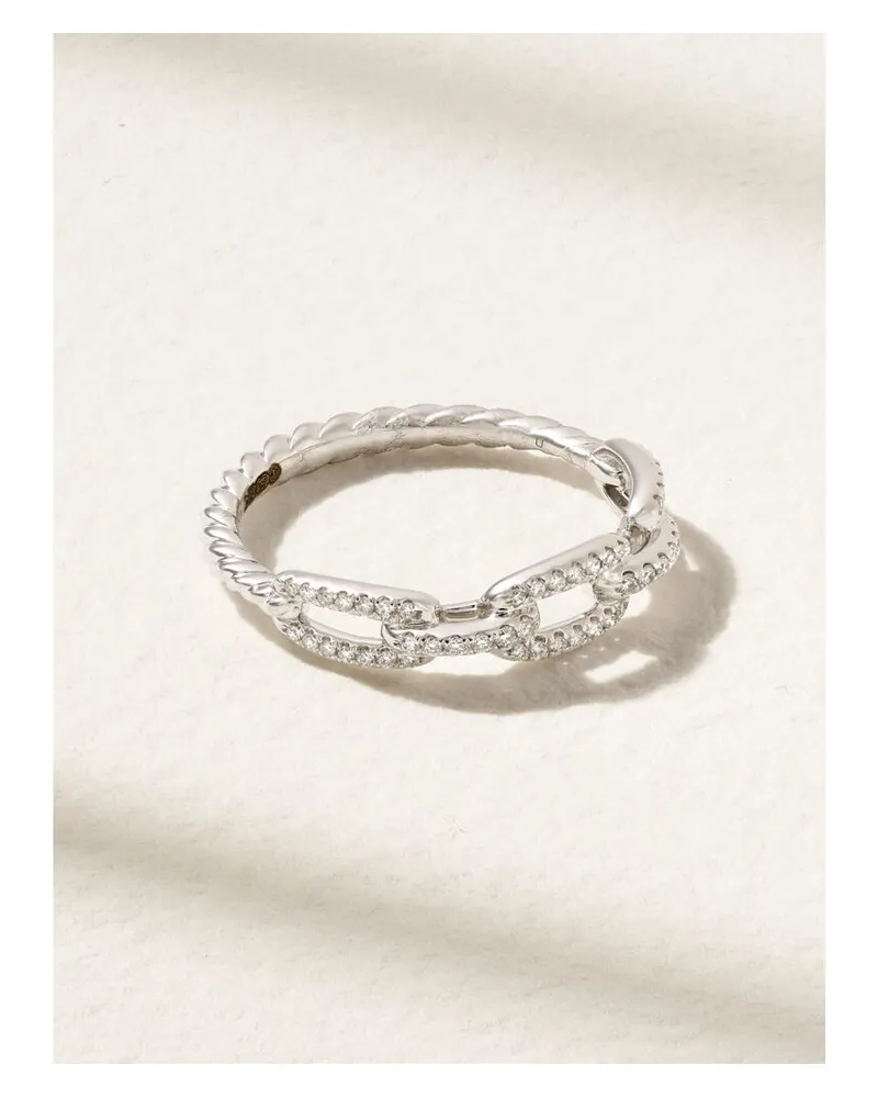 David Yurman Stax Chain Link Ring Aus 18 Karat Weißgold Mit Diamanten - Silber Silber